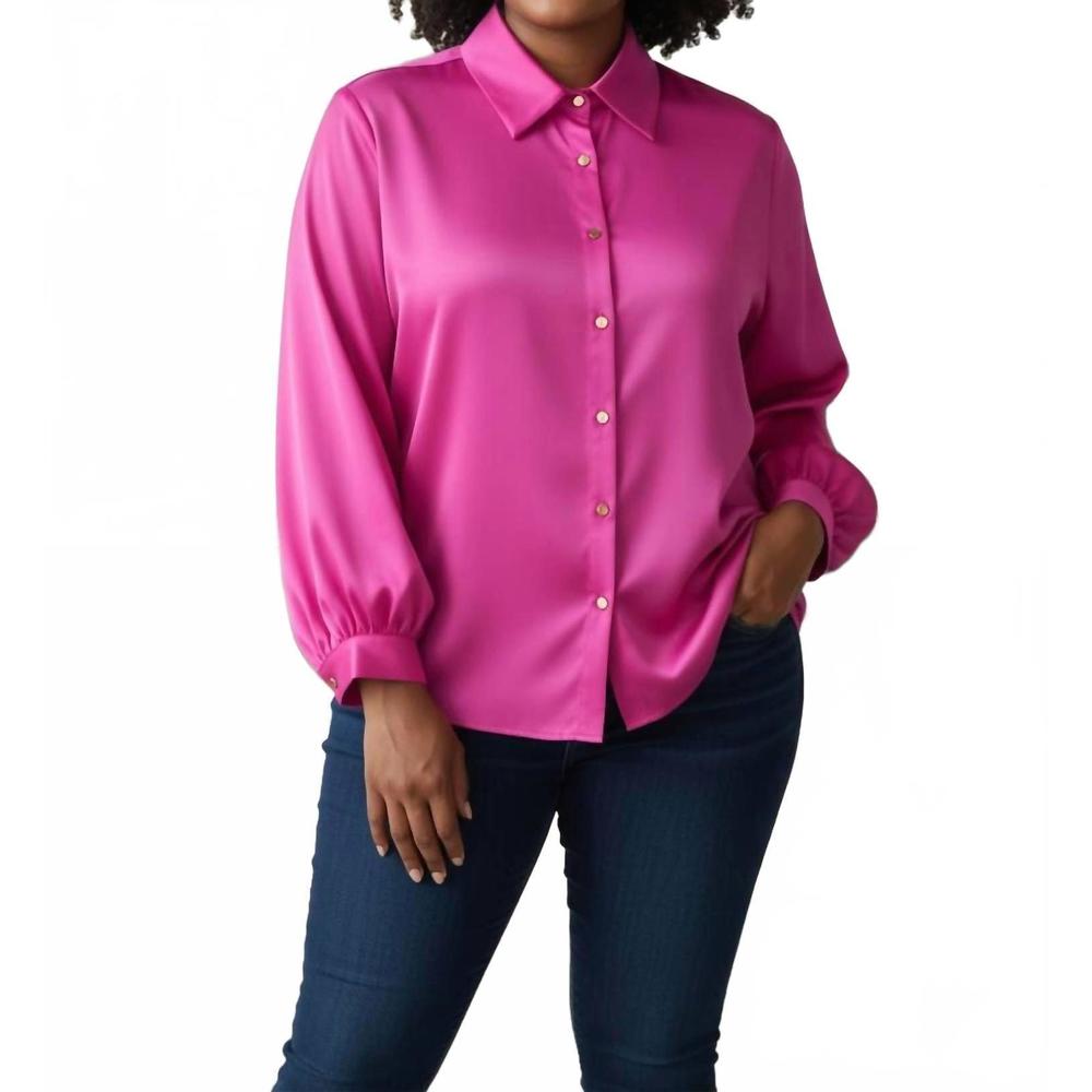 NEW WHY DRESS button down shirt in hot pink